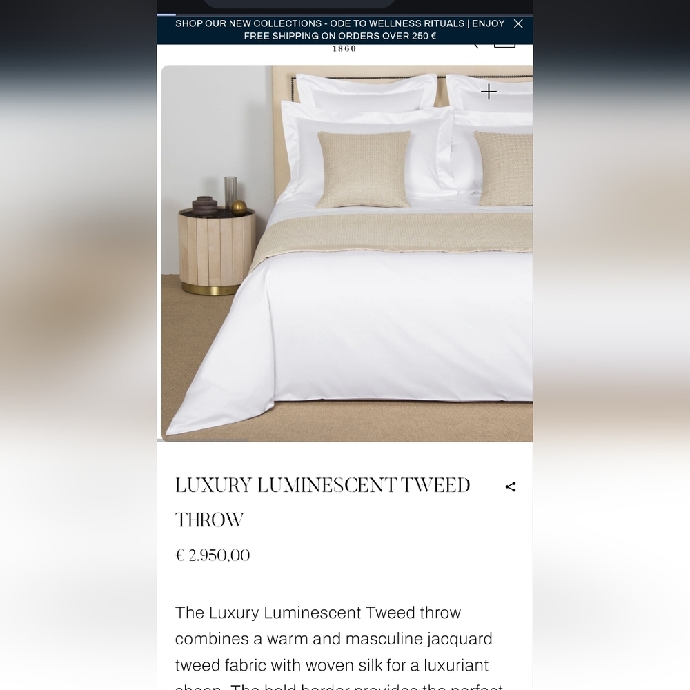 One In STOCK! Frette Luxe Luminescent Tweeds Savage Beige Throw Retail 2,950 Eur - Picture 9 of 13